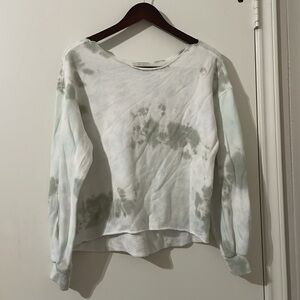 Abercrombie & Fitch White and Green Tie-Dye Sweatshirt Size S